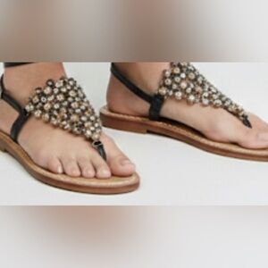 Crystal and Leather Italian Sandals